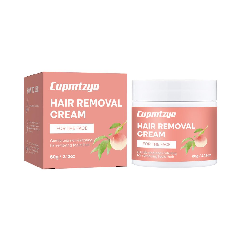Facial Hair Removal Cream, Professional Depilatory Care Soothing Cream,Peach Infused Depilatory, Smooth Skin Treatment for Women & Men (Pack of 1)
