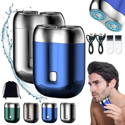 2025 New Upgrade Pocket Shaver USB Mini Shavers for Men, Mini Double Head Electric Shaver, Portable Rechargeable Waterproof Washable Travel Razor Wet and Dry Use (2pcs-D)