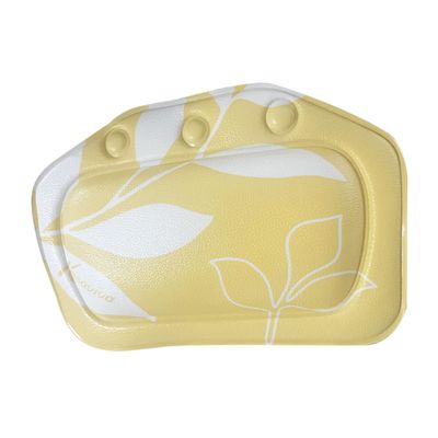 VALICLUD Bath Tub Pillow with Suction Cups PVC Foam Headrest Cushion for Neck Support Removable Washable Cover Comfortable Relaxing Bath Accessory for Adults Stylish Yellow Design