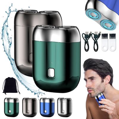 2025 New Upgrade Pocket Shaver USB Mini Shavers for Men, Mini Double Head Electric Shaver, Portable Rechargeable Waterproof Washable Travel Razor Wet and Dry Use (2pcs-A)