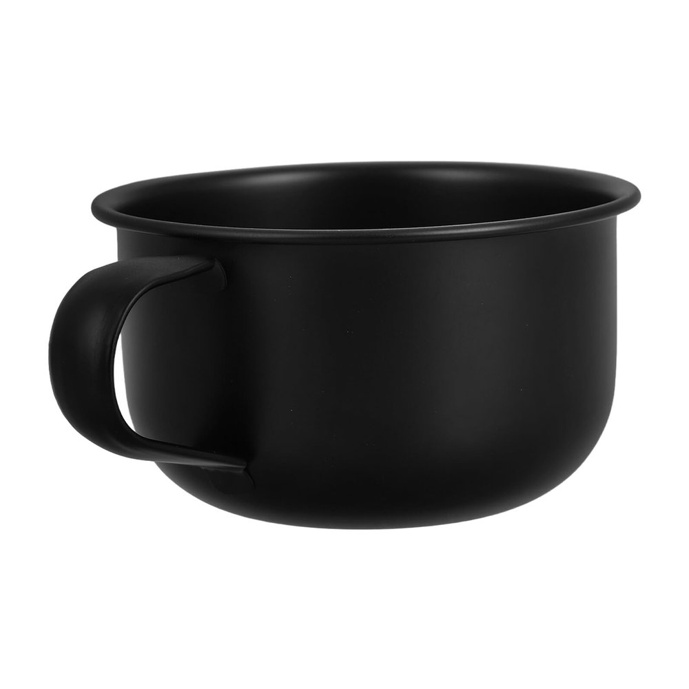 HOOTNEE Black Shaving Soap Bowl with Ergonomic Handle for Men Versatile Barber Mug for Rich Lather Facial Mud Mixing and Culinary Use Stylish Multifunctional Grooming Accessory