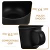 HOOTNEE Black Shaving Soap Bowl with Ergonomic Handle for Men Versatile Barber Mug for Rich Lather Facial Mud Mixing and Culinary Use Stylish Multifunctional Grooming Accessory view 3