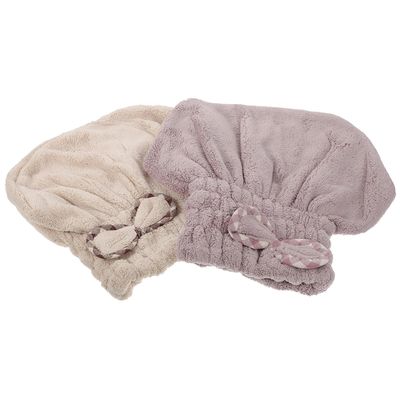 STOBAZA 2pcs Absorbent Coral Fleece Hair Drying Hats Quick Dry Towels for Wet Hair Soft Elastic Shower Caps for Women Care Bath Accessories