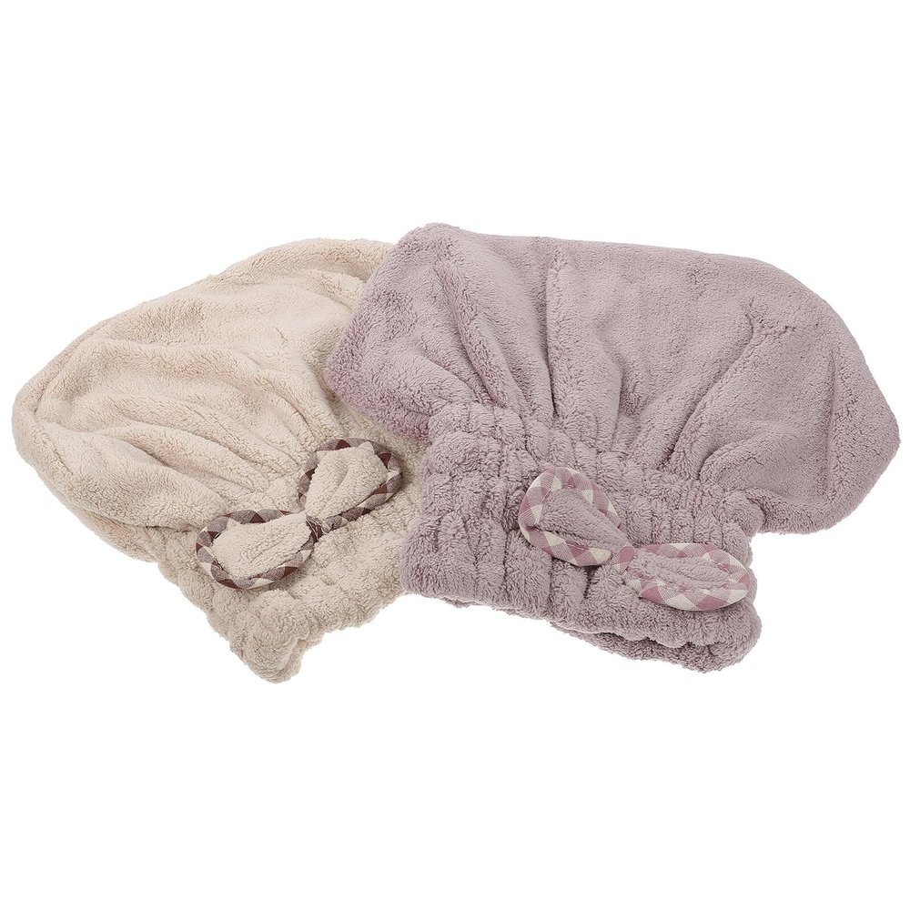 STOBAZA 2pcs Absorbent Coral Fleece Hair Drying Hats Quick Dry Towels for Wet Hair Soft Elastic Shower Caps for Women Care Bath Accessories