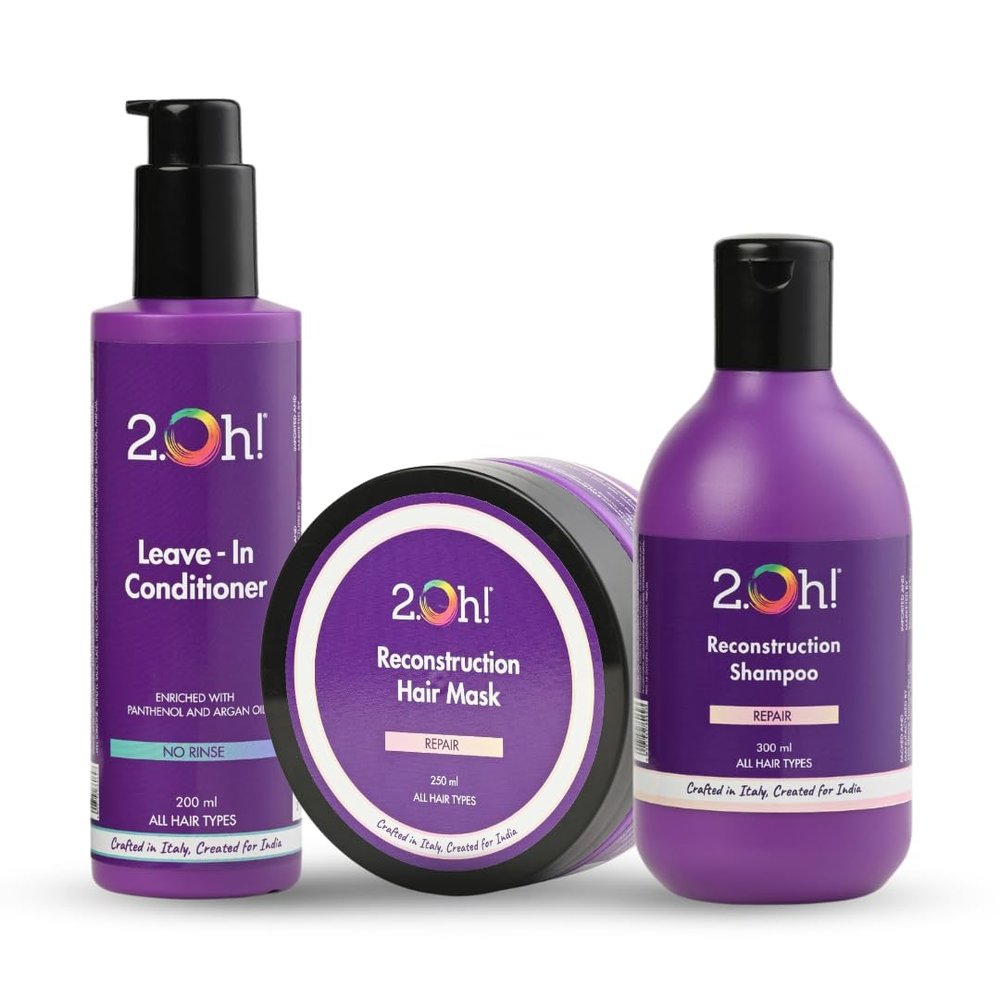 2.O.h.! Italian Anti Frizz Hair Combo | Hair Repair Shampoo for Dry and Frizzy Hair | Hair Mask for Dry and Damaged Hair | Leave In Conditioner for Frizzy Hair | Damage Repair for Men and Women