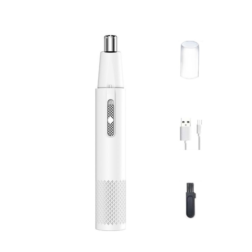 2-in-1 Rechargeable Electric Nose Hair Clipper Unisex Fully Automatic Washable Trimmer with Multi-Kinetic Shaving(White Single nose hair A)