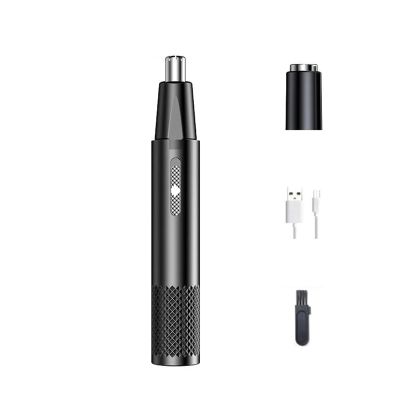 2-in-1 Rechargeable Electric Nose Hair Clipper Unisex Fully Automatic Washable Trimmer with Multi-Kinetic Shaving(Black Plus shaving heads A)