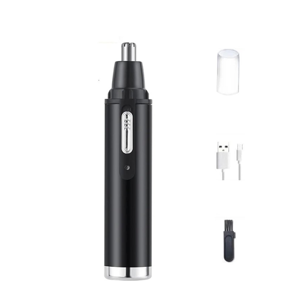 2-in-1 Rechargeable Electric Nose Hair Clipper Unisex Fully Automatic Washable Trimmer with Multi-Kinetic Shaving(Black Single nose hair B)