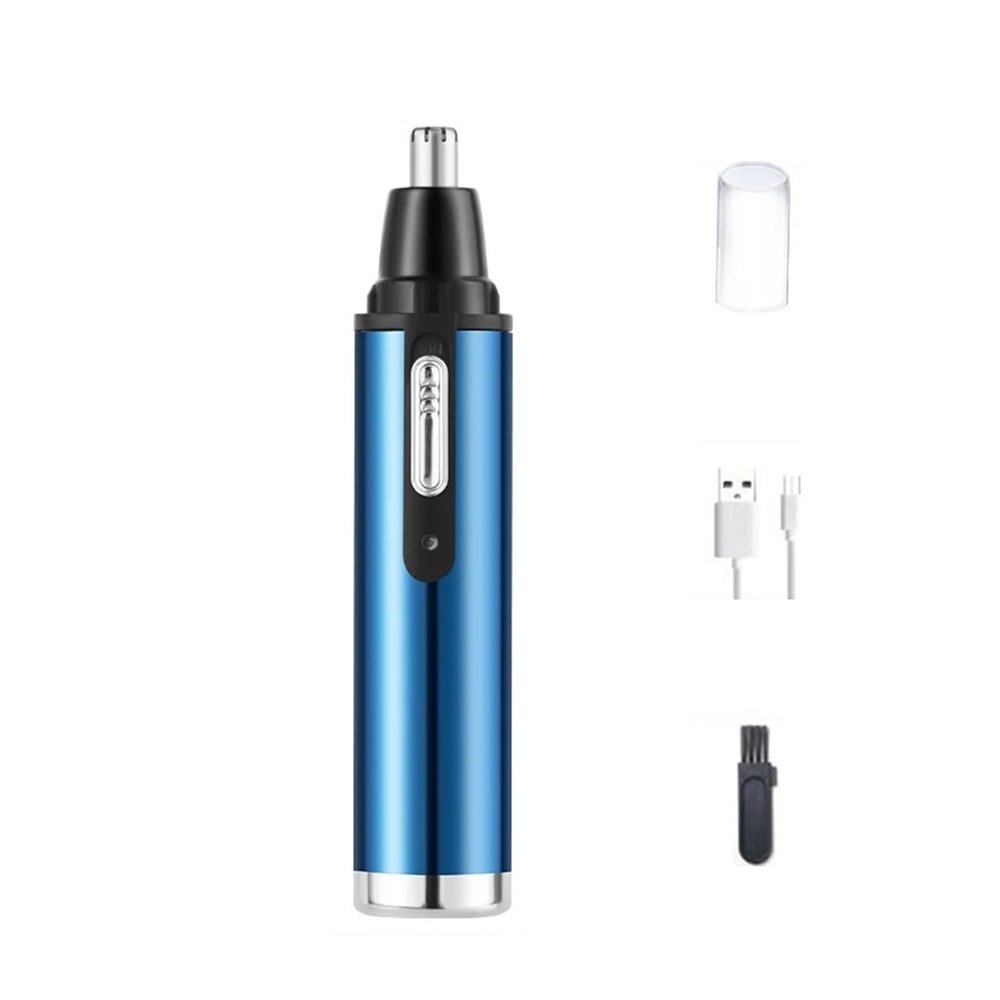 2-in-1 Rechargeable Electric Nose Hair Clipper Unisex Fully Automatic Washable Trimmer with Multi-Kinetic Shaving(Blue Single nose hair B)