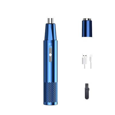 2-in-1 Rechargeable Electric Nose Hair Clipper Unisex Fully Automatic Washable Trimmer with Multi-Kinetic Shaving(Blue Plus shaving heads A)