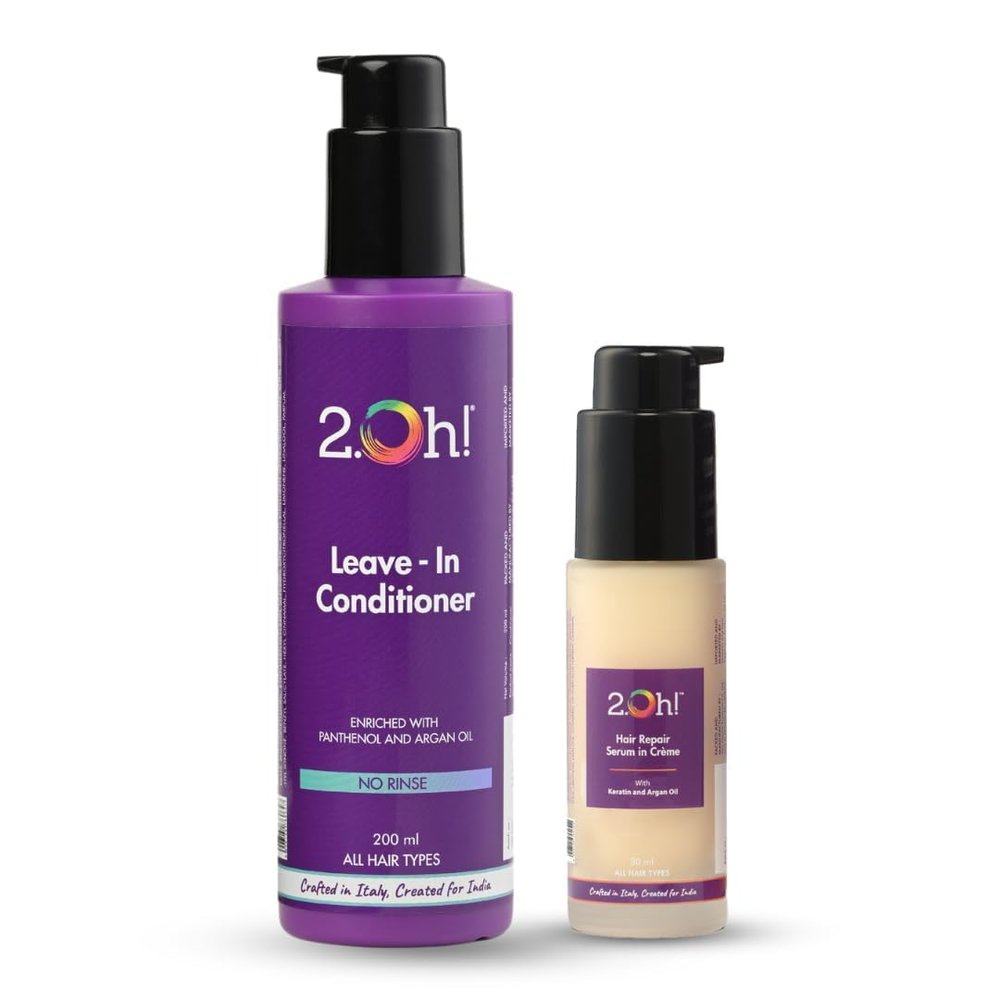 2.O.h.! Italian Leave In Conditioner and Hair Repair Serum Combo for Dry, Damaged, and Frizzy Hair | Anti-Frizz Cream
