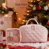 2026 New Travel Makeup Bag For Woman - Wide Open Lay-Flat Water-Resistant Cosmetic Case Lay Flat Makeup Bag With Compartments & Handle(Khaki) view 2