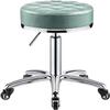 Adjustable Height Round Rolling Stool - 5 Wheels, PU Leather, Swivel Office Chair view 1