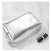 1 Pcs Small Portable Cosmetic Bag,Glossy Glitter Travel Makeup Bag Faux Leather Travel Cosmetic Bags Makeup Brushes Accessories For Woman Men-Silver view 2