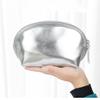 1 Pcs Small Portable Cosmetic Bag,Glossy Glitter Travel Makeup Bag Faux Leather Travel Cosmetic Bags Makeup Brushes Accessories For Woman Men-Silver view 3
