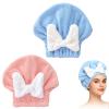2Pcs Super Absorbent Hair Towel Wrap for Wet Hair, Microfiber Hair Towel Wrap Quick-Drying Thickened Hair Towels, Soft Bow Tie Wet Hair Towels Wrap for Women Girls (Pink+Blue) view 1