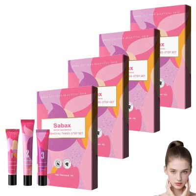 Facial Hair Removal Cream Kit - Advanced Gentle Formula for Sensitive Skin, Painless Hair Remover for Women, Safe Face Hair Removal (4 Pack)