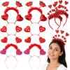 Zeyune 12 Pcs Valentines Day Heart Headbands Bulk for Women Glitter Love Shaped Head Bopper Cute Hair Accessory for Galentine, Wedding, Engagement, Birthday, Party view 1