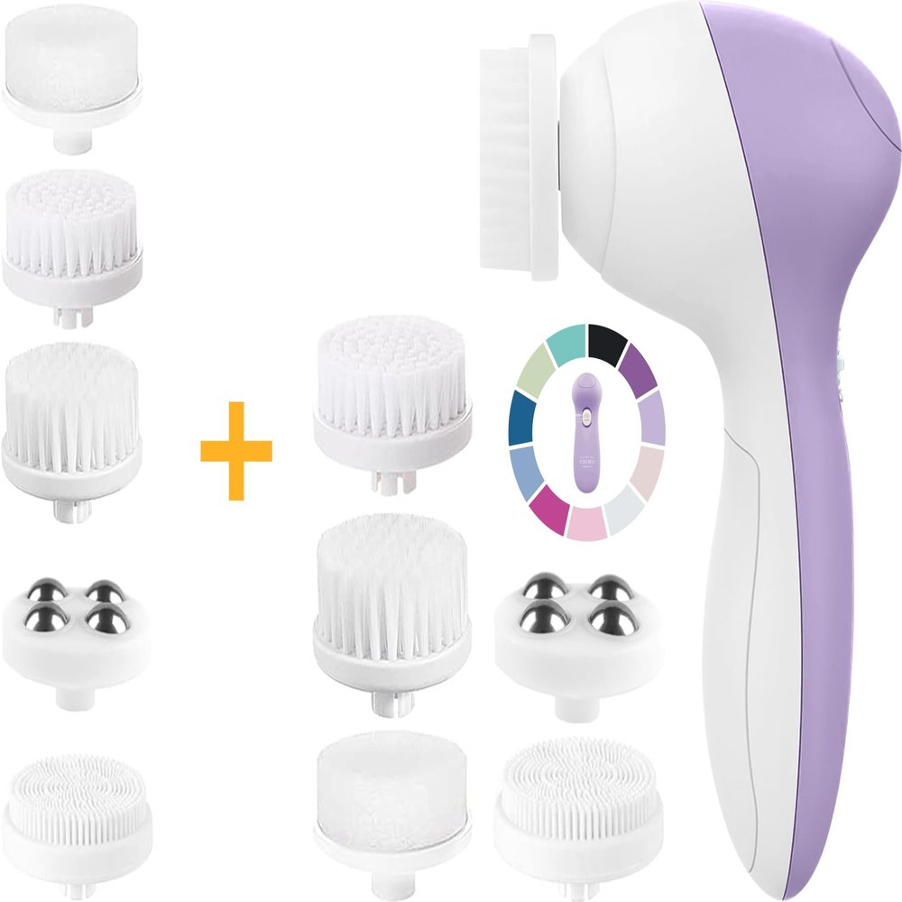 Bundle of Facial Cleansing Brush Lilac Amethyst and 5 Extra Replacement Heads