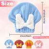 2PCS Super Absorbent Hair Towel Wrap for Wet Hair,Microfiber Hair Drying with Caps Bow Design,2026 New Fast Drying Hair Turban Wrap Towels Shower Cap for Girls and Women(Pink, Blue) view 4
