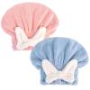 2Pcs Ultra Absorbent Hair Quick Drying Towel, Microfiber Hair Towel, Soft Bow Tie Wet Hair Towels Wrap for Long Curly Hair Women (Pink+Blue) (Traditional) view 1