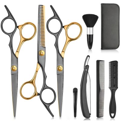12pcs Barber Scissor Kit,Hair Salon Cutting Shears,Stainless Steel 25% Thinning Shears,Professional Hair Trimming Set,Haircut Scissors,Sharp Grooming Scissors for Home DIY & Pet Grooming