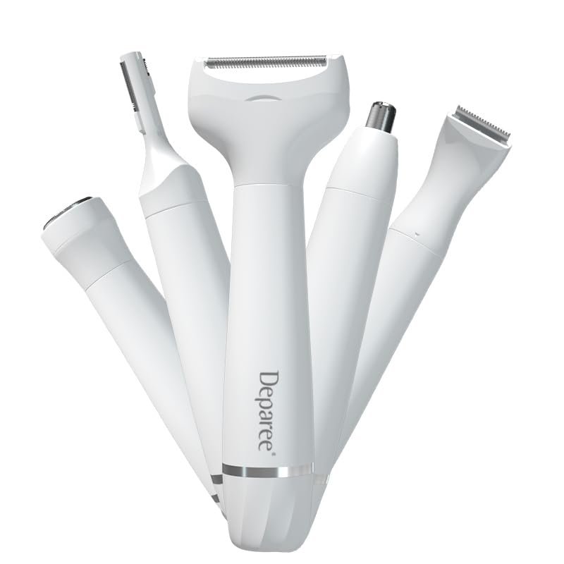 Deparee Rechargeable Electric Shaver for Women - Painless Bikini Trimmer for Face Legs Underarms, Portable Travel-Size Body Razor (White)