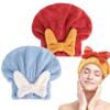 New Super Absorbent Hair Towel Wrap for Wet Hair, Microfiber Hair Towel Wrap for Women, Thickened Quick Drying Hair Turban with Cute Bow Tie, Comfortable Hair Drying Cap for Adults & Kids (2Pack D) view 1