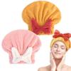 New Super Absorbent Hair Towel Wrap for Wet Hair, Microfiber Hair Towel Wrap for Women, Thickened Quick Drying Hair Turban with Cute Bow Tie, Comfortable Hair Drying Cap for Adults & Kids (2Pack C) view 1