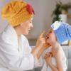 New Super Absorbent Hair Towel Wrap for Wet Hair, Microfiber Hair Towel Wrap for Women, Thickened Quick Drying Hair Turban with Cute Bow Tie, Comfortable Hair Drying Cap for Adults & Kids (2Pack C) view 4