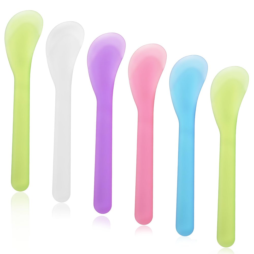 6 pcs Makeup Scoop Spatulas 5 Color Lotion Spatula 5 In Facial Cream Spatula Plastic Beauty Spatulas Reusable Cosmetic Dig Scoop Facial Skin Care Tools for Cream Moisturizers DIY Facemask Mixing