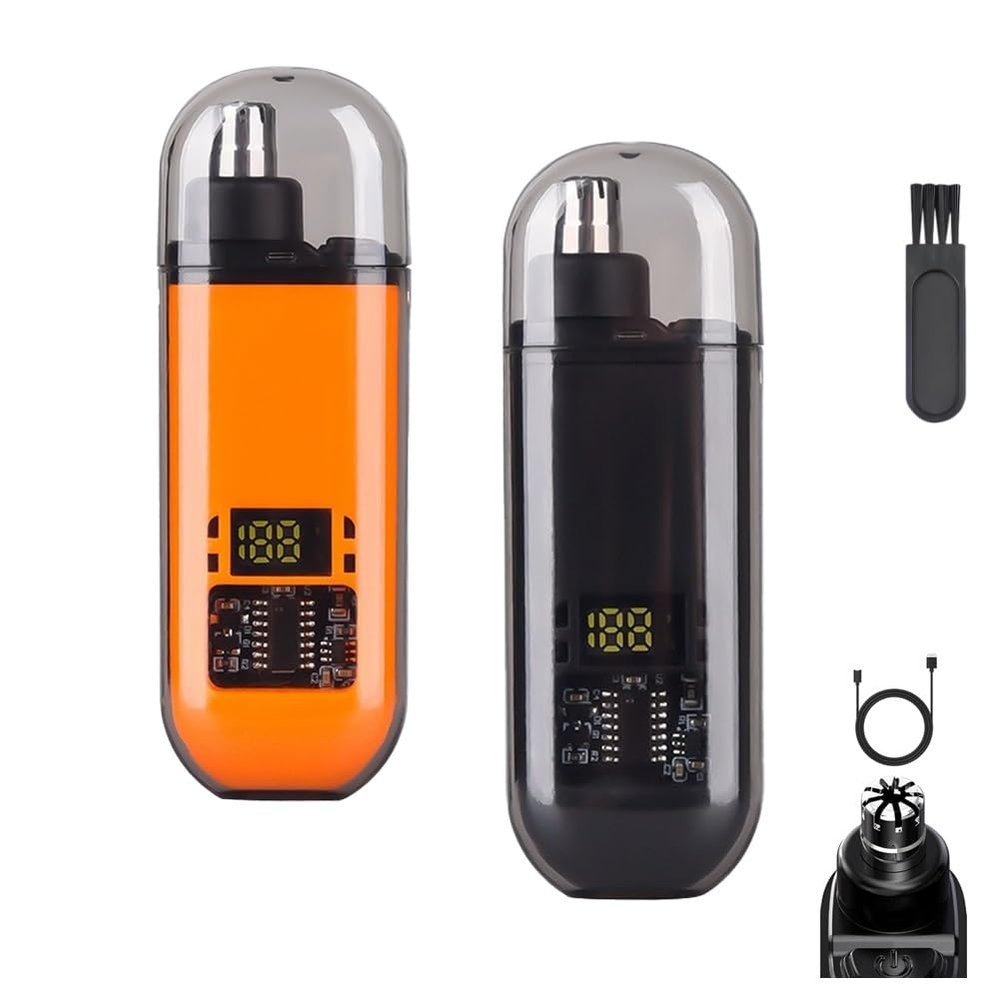 ANGAO 2-in-1 Nose Hair Trimmer - for Effortless, USB Rechargeable Nose Hair Trimmer, Portble Facial Hair Removal, Nasal Grooming Tool, Waterproof with Digital Display for Ear & Eyebrows(Mix2b)