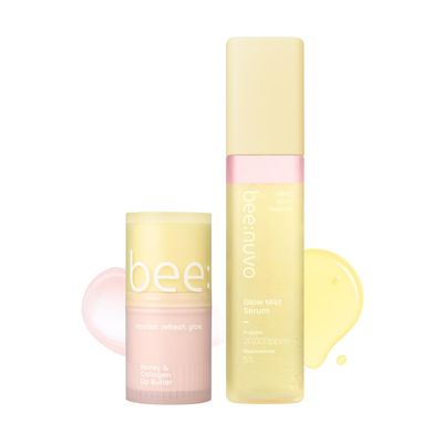 beenuvo Hydration & Glow Duo - Honey & Collagen Lip Butter + Propolis Glow Mist Serum