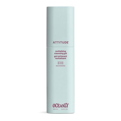 ATTITUDE Revitalizing Cleansing Gel, Gentle Face Wash with Betaine & Niacinamide for Radiant, Healthy-Looking Skin, EWG Verified, Vegan, Unscented, 3.4 Fl Oz