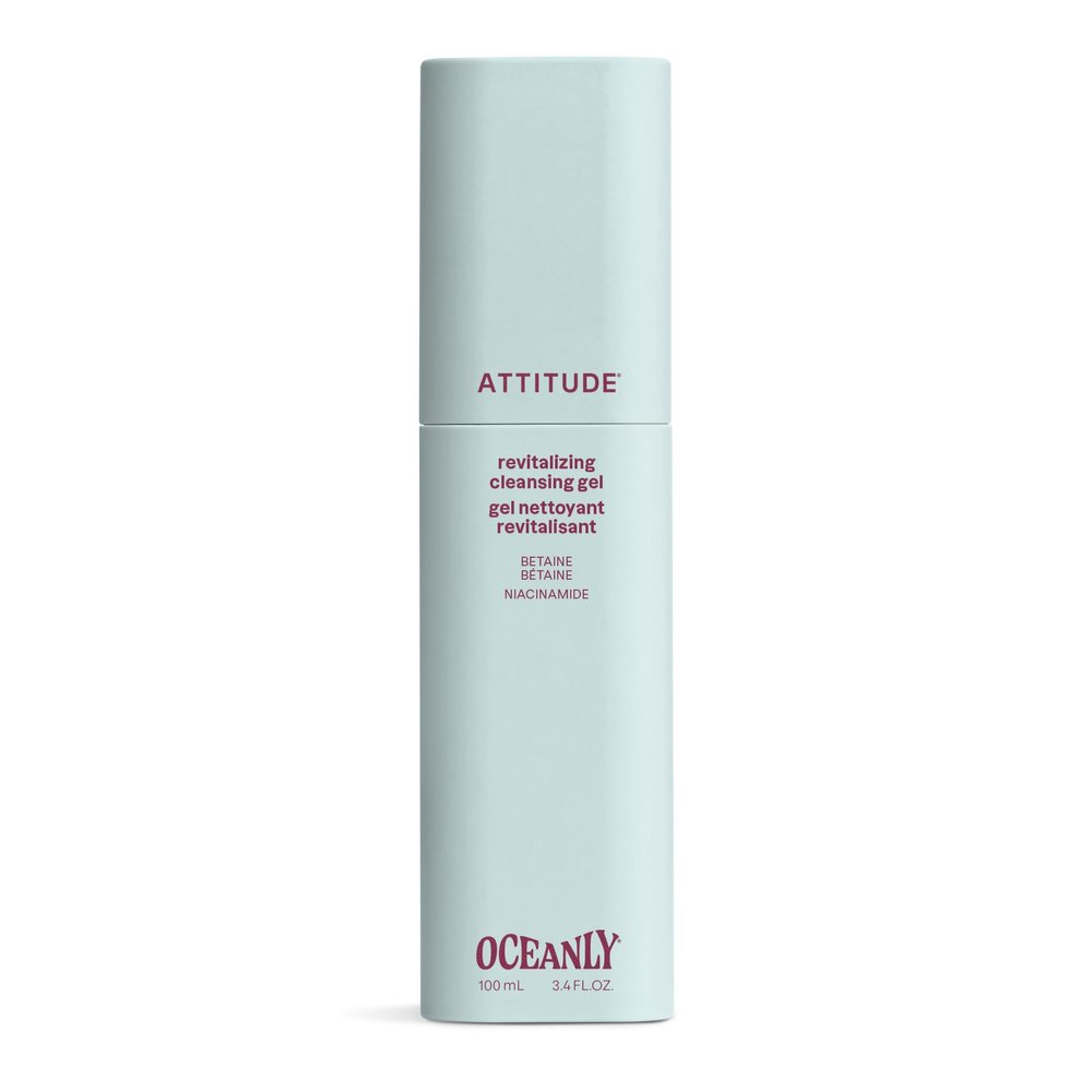 ATTITUDE Revitalizing Cleansing Gel, Gentle Face Wash with Betaine & Niacinamide for Radiant, Healthy-Looking Skin, EWG Verified, Vegan, Unscented, 3.4 Fl Oz
