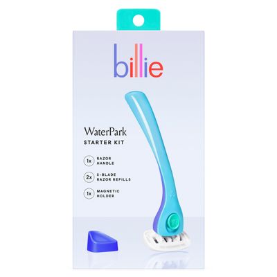 Billie Womens Razor Kit, 1 Handle, 2 x 5 Blade Refills + Magnetic Holder, Water Park