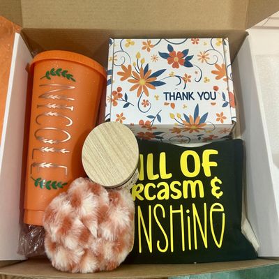 Mystery Self-Care Box for Women: Relaxation and Wellness Gift Set- 40 Pieces (Orange, 30 Pieces)