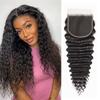 5x5 SKINLIKE 100% Real HD Lace Closure Human Hair Deep Wave Closure 0.095mm Ultra-thin Invisible Swiss HD Lace Closure Pre Plucked Small Single Knots Brazilian Virgin Human Hair Closure 12inch view 1