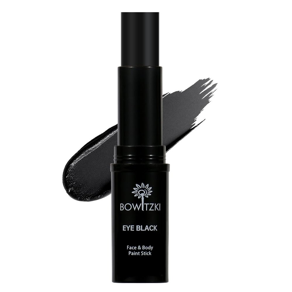 Bowitzki Face Body Paint Stick Eye Black Softball Football Baseball Sports , Non-Toxic Hypoallergenic for Halloween SFX Makeup Cosplay Joker Costume Parties Cream-Blendable (Black)