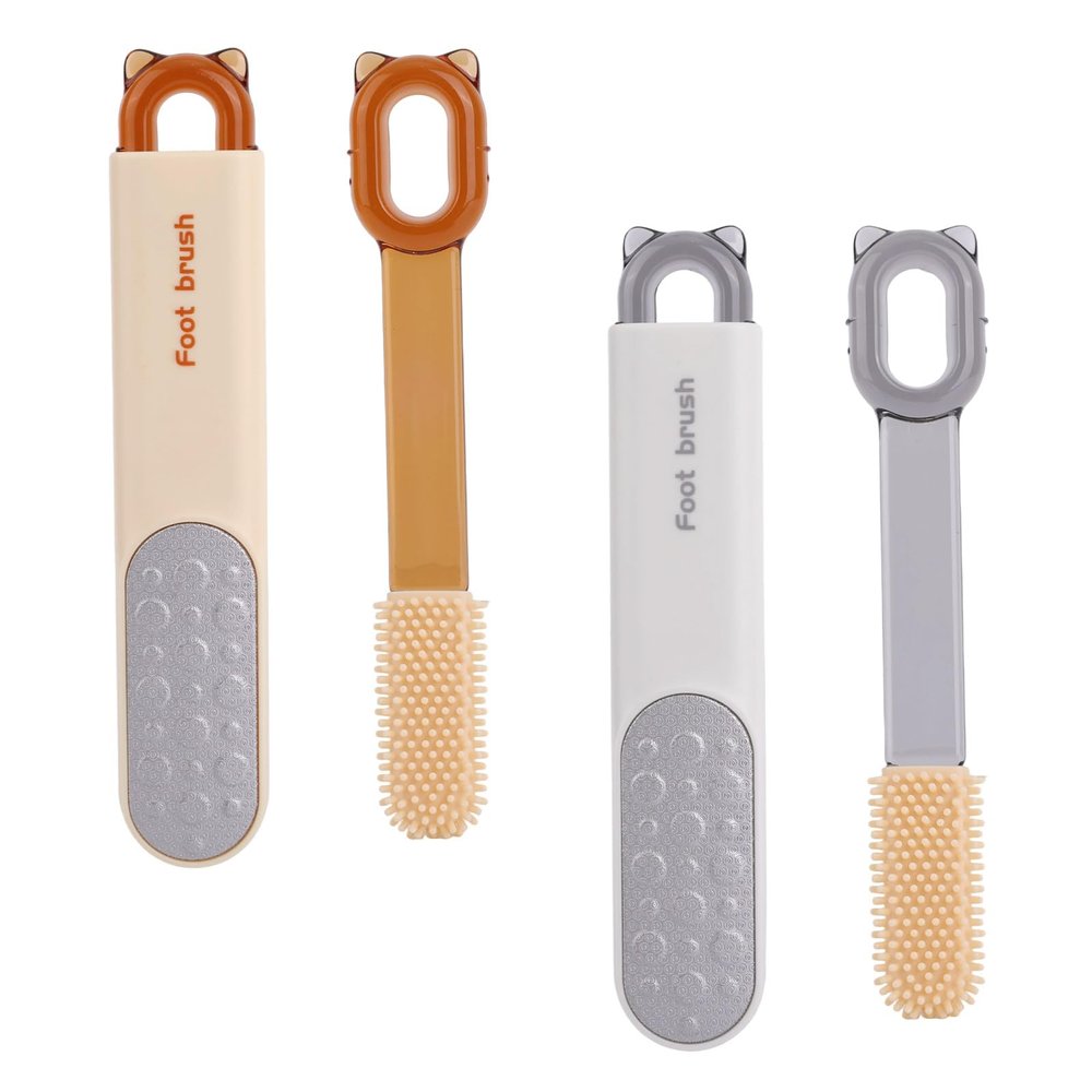 2pcs Double-Sided Stainless Steel Foot File, Foot Scrubber & 2 Feet Seam Brush Professional Pedicure Tool for Dry Wet Feet Dead Skin & Hard Skin Remover Tool