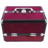 HAMPPLIES Large Capacity Aluminum Alloy Makeup Case Cosmetic Storage Box for Travel and Business Trips Lightweight Toiletry Organizer with Dual-open Design in Wine and Black Gift for Women view 1