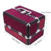 HAMPPLIES Large Capacity Aluminum Alloy Makeup Case Cosmetic Storage Box for Travel and Business Trips Lightweight Toiletry Organizer with Dual-open Design in Wine and Black Gift for Women view 2