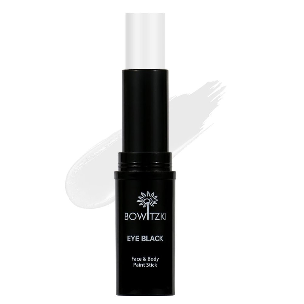Bowitzki Face Body Paint Stick Eye Black Softball Football Baseball Sports , Non-Toxic Hypoallergenic for Halloween SFX Makeup Cosplay Joker Costume Parties Cream-Blendable (White)