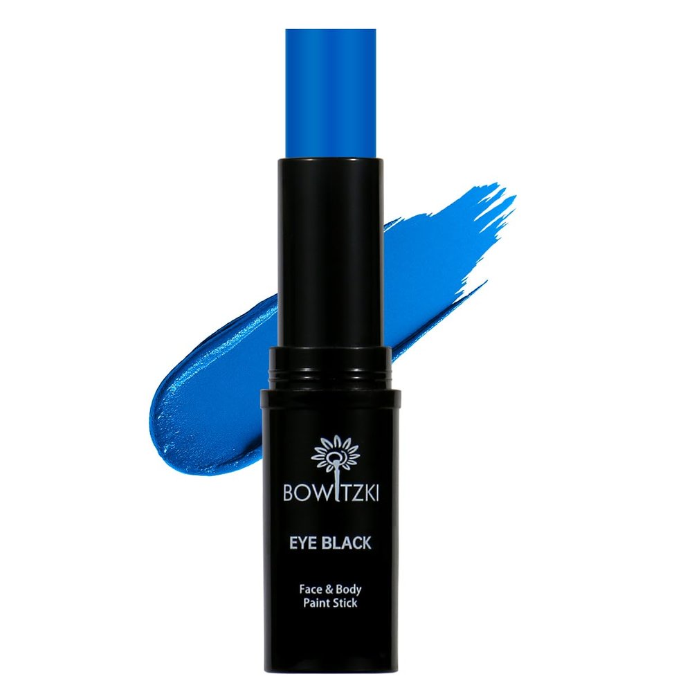 Bowitzki Face Body Paint Stick Eye Black Softball Football Baseball Sports , Non-Toxic Hypoallergenic for Halloween SFX Makeup Cosplay Joker Costume Parties Cream-Blendable (Blue)