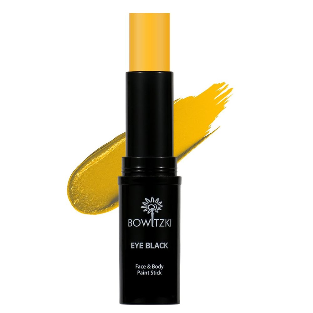 Bowitzki Face Body Paint Stick Eye Black Softball Football Baseball Sports , Non-Toxic Hypoallergenic for Halloween SFX Makeup Cosplay Joker Costume Parties Cream-Blendable (Yellow)