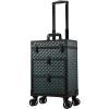 boldblox Rolling Makeup Train Case Cosmetology Case on Wheels Large Cosmetic Organizer Travel Cart for Hairstylist Artist Nail Beauty Green view 1