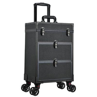 boldblox Rolling Makeup Train Case Cosmetology Case on Wheels Large Cosmetic Organizer Travel Cart for Hairstylist Artist Nail Beauty