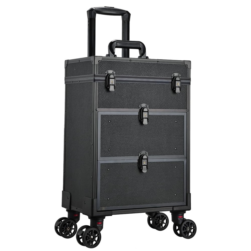 boldblox Rolling Makeup Train Case Cosmetology Case on Wheels Large Cosmetic Organizer Travel Cart for Hairstylist Artist Nail Beauty