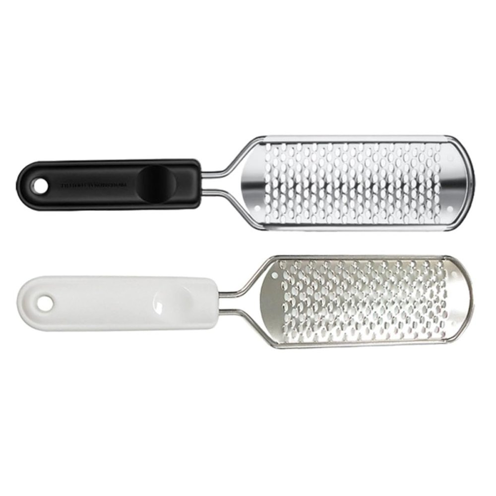 Beatifufu 2 Pcs Double-Sided Stainless Steel Foot Grinders Pedicure Tools for Household Callus Removal and Dead Skin Exfoliation with Comfortable Handle and Hanging