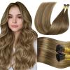 LaaVoo Itip Human Hair Extensions Brown Ombre Light Brown to Golden Brown I Tips Hair Extensions Real Hair I Tip Hair Extension Silky Straight Hair 14 inch 80g 160s view 1